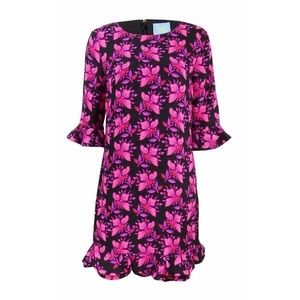 Cece mini floral ruffled dress 3/4 sleeves